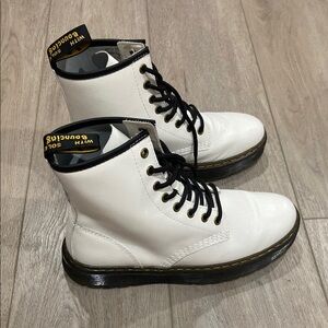 Dr. Martens White Lace-Up Boots with Black Accents
